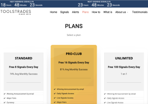 ToolsTrades Trading Signals Plans - Select what plan you would like